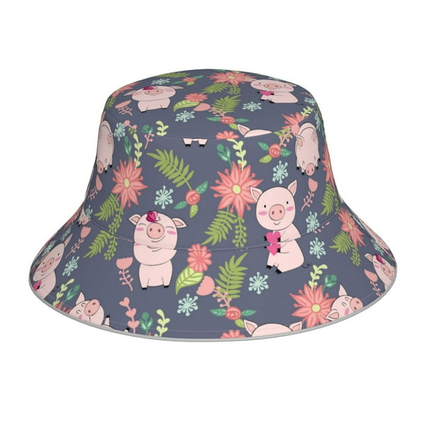Fotbe Pigs 1 Sombrero Tipo Pescador con Estampado – Sombrero de Sol de Algodón de Moda para Playa, Golf, Pesca