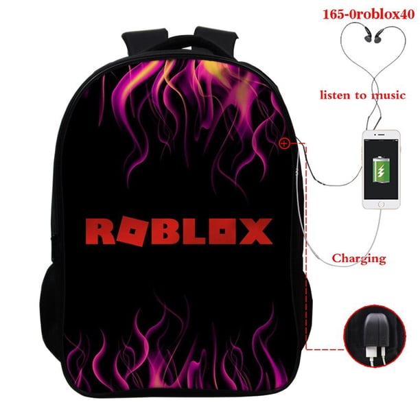 Roblox Mochila De estudiante con estampado 3D Digital periférico de juego, mochila a todo color USB, de doble capa bolsa con cremallera, gran capacidad
