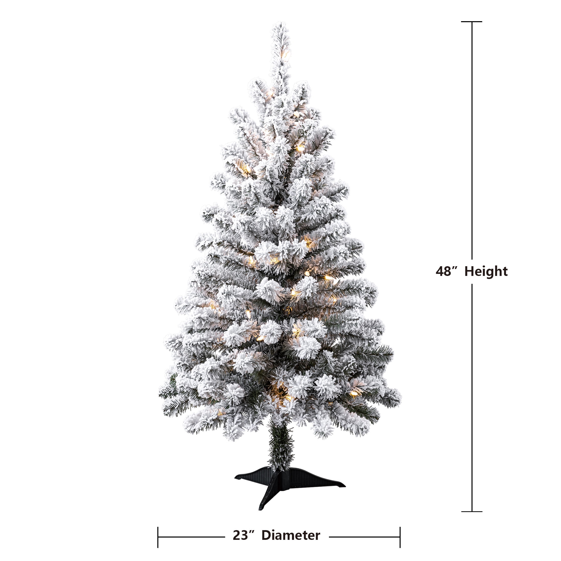 4' Pre-Lit Greenfield Pine Green Flocked Artificial Christmas Tree