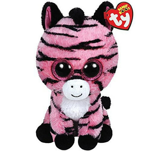Ty Beanie Boos - ZOEY the Pink and Black Zebra Plush (Regular Size 6") (BONUS ONE RANDOM TY ERASER)