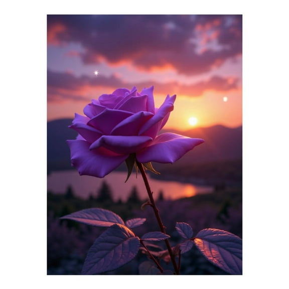 Diamond Art Kits for Adults, Purple Rose Sunset Landscape 5D Diamond Painting Kits for Adults Beginners, DIY Full Drill Diamond Painting, Gem Art and Crafts 12x16
