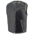 thumbnail image 6 of Milwaukee Leather MLM3536 Men's Distressed Grey Leather Collarless Motorcycle Rider Vest Medium, 6 of 7