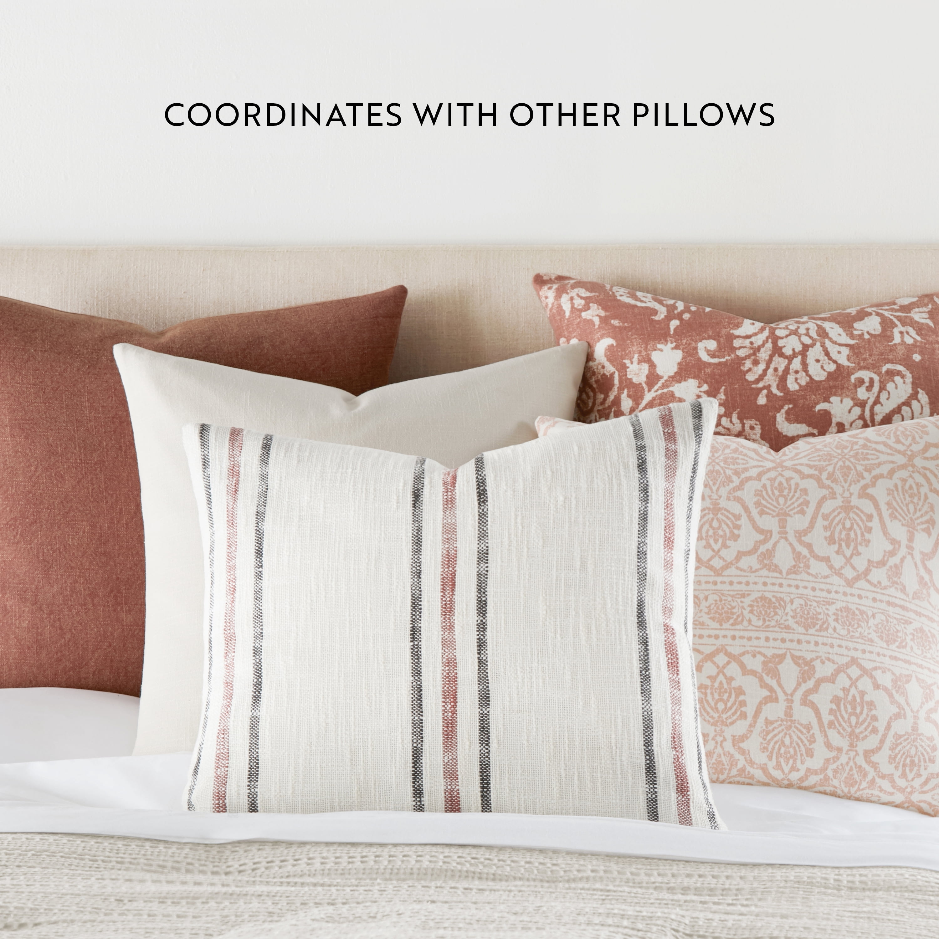 Noble Linens 2-Pack Cotton Slub Decor Throw Pillows - Distressed Floral Rose