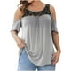 thumbnail image 1 of Tops Para Mujer Elegante Blusa Informal Tallas Grandes Moda Manga Corta Jersey de Encaje Estampado Erógeno Odeerbi ODB162907, 1 of 5