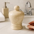 thumbnail image 2 of Creative Home Natural Champagne Marble Aladdin Collection Cotton Ball Swab Holder, Bathroom Countertop Storage Jar Container Organizer, 2 of 5