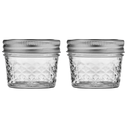 Ball Glass Quilted Crystal Jelly Jar, Regular Mouth, Quarter Pint Size, 4 OZ (Pack of 2)