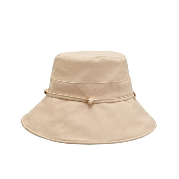 QIFULL Cotton Wide Brimmed Sun Hat 1Pack Khaki Bucket Hat for Women Outdoor Beach Activities