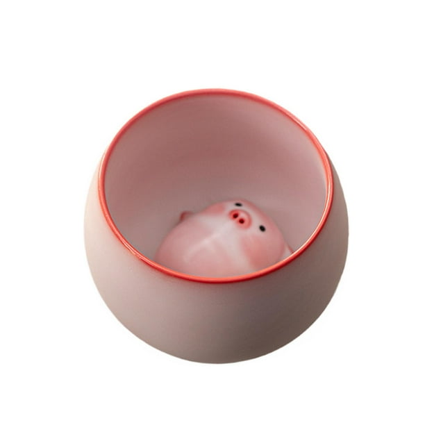 Figura en miniatura de taza de té de cerámica con mascota de té, regalo de colección, estatua de cerdito, taza de té de Kung Fu para oficina y sala de 170 ml