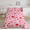 Strawberry Bow, variant on Pink Comforter Set Princess Fairy Castle Printed Pattern Quilt Bedding Set with 1 Comforter and 2 Pillowcases for Girls Kids Queen Size