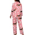 thumbnail image 2 of Renewold Dachshund Dog Paw Bones Pajamas for Spring Fall Winter Pink Pjs Set Loose Long Sleeve Button Shirt & Pants Buttom 2 Pack Casual Life Indoor Outfits Soft Nightwear for Women,Size 3XL, 2 of 6