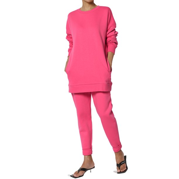 TheMogan - TheMogan Women's PLUS Lounge Fleece Pullover Sweatshirt & Jogger Pants SET - Walmart
