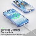 thumbnail image 4 of Casetego for iPhone 14 Pro Case 6.1",Shiny Bling Marble Full Body Protective Support Wireless Charing Bumper Rugged Anti-Scratch Hybrid Rubber Case Cover,Blue, 4 of 6