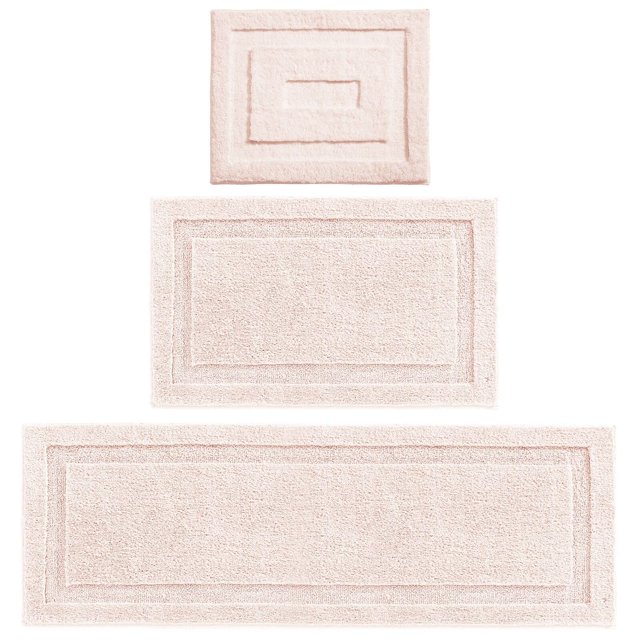 Alfombras de baño mDesign Hydra Collection, 3 unidades, color rosa y rubor