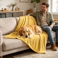 thumbnail image 4 of Outdor Blanket Yellow For Soft Polyester Blanket With Knit Pattern Blanket For Couch Bed Crate Machine Washable 70x100cm, 4 of 4
