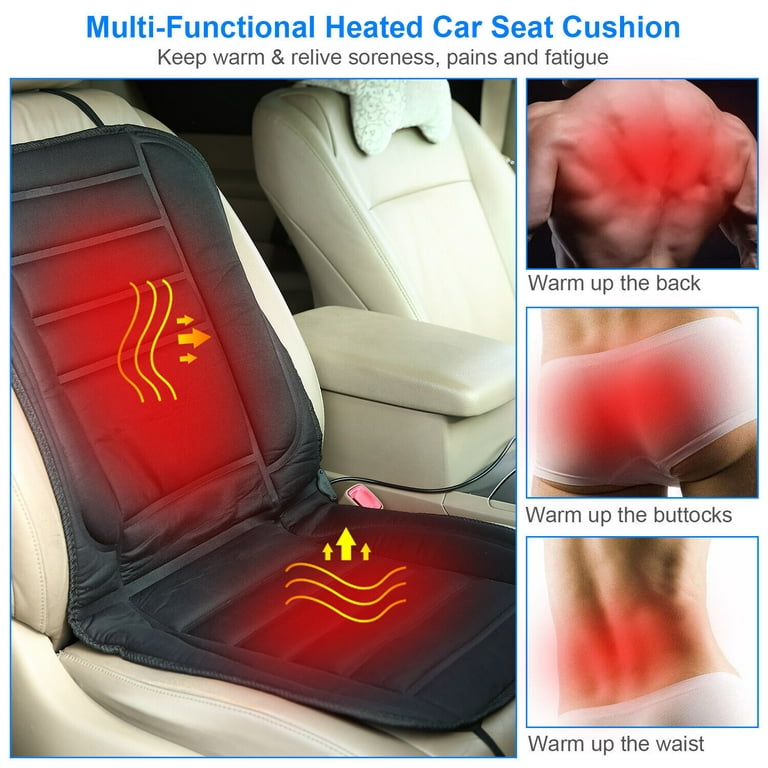 Heated Car Seat Cushion 12V Auto Seat Cover Warmer with Adjustable  Temperature Controller for Cars Trucks Vans SUV