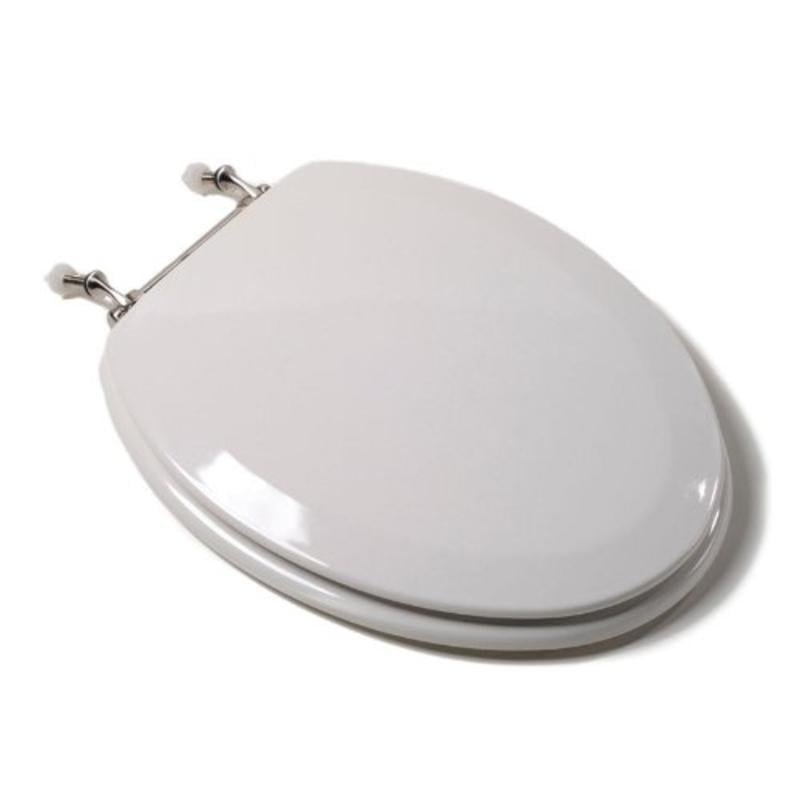 Toilet Seat With Decorative Metal Hinges, Elongated, Closed Front with