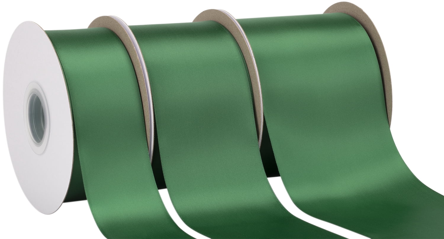 Ribbonitlux Forest Green Satin Ribbon 4 inch Double Sided Quality Satin for Weddings, Invitations, Sashes, Crafts, Apparel, Headbands - 50 Yds/roll