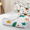 thumbnail image 4 of Erosebridal Cartoon Pug Quilt Full, Kawaii Animal Flower Full Bedspread Sets, Pink Reversible, Tan Black, 3pcs (1 Coverlet and 2 Pillowcases), 4 of 7