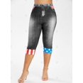 thumbnail image 4 of Más el tamaño de la bandera americana Imprimir recortada Jeggings 3D Rosegal Leggings de talla grande, 4 of 5