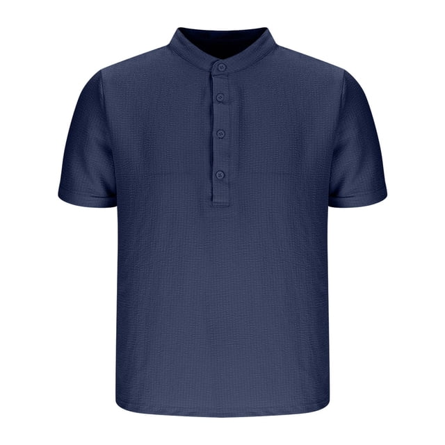 pstuiky camisetas de manga corta para hombre, Camisa informal de manga corta con cuello alto, cómoda y lisa para hombre ropa de hombre m