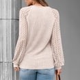 thumbnail image 4 of SUNBS Womens Tops Hollow-Out Lace Crewneck Blouses Fashion Casual Long Sleeve Shirts, 4 of 8