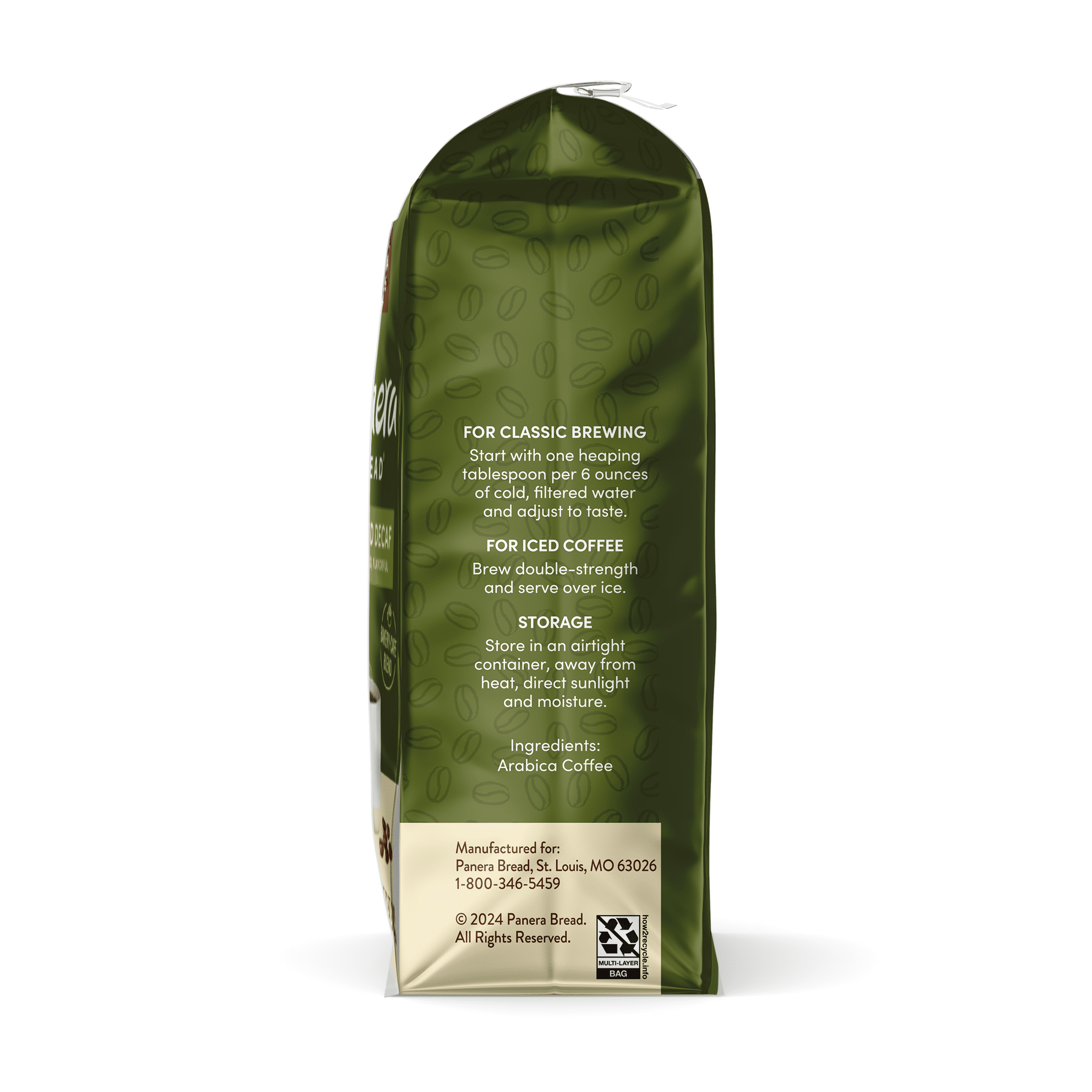 Panera Bread Decaffeinated Medium Roast, Ground Coffee, 100% Arabica Coffee, Bagged 12oz, Pack of 6