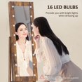 thumbnail image 4 of Free Standing Jewelry Armoire Organizer with 16 LED Lights, Rustic Brown MDF Full Length Mirror Cabinet, 3-Level Adjustable Angle Storage for Bedroom and Dressing Room, 53.5"H, 4 of 7