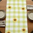 thumbnail image 5 of Table Runners 108 Inches Long Dress Scarves, Groundhog Day Farmhouse Coffee/Dining/Kitchen Table Runner for Living Room, Yellow Plaid Sunflower Spring Floral 13x108 Inch, 5 of 9