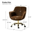 thumbnail image 7 of Velvet Tufted Office Chair Upholstered Swivel Modern Adjustable Armchair Metal Base Home Bedroom Brown, 7 of 7