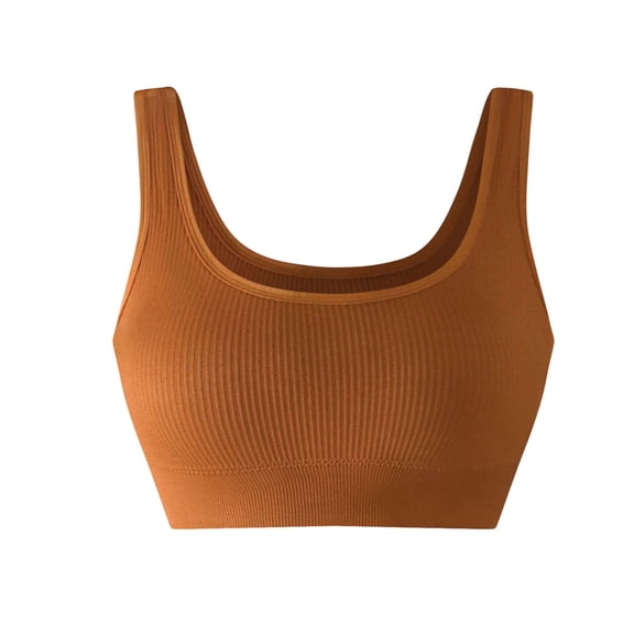 Taqqpue Women's Sports Bra Solid Color Breathable Mesh Cross Back Vest No Underwire Athletic Bra for Women Brown,XL
