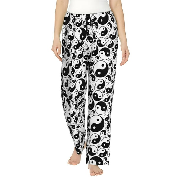 Balery Yin And Yang Pantalones de pijama para mujer, pijamas ultraligeros, pantalones de estar por casa-Medium