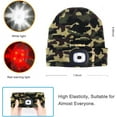 thumbnail image 6 of Morttic LED Beanie Hat with 2 Lights, Unisex LED Beanie Cap Rechargeable Hands Free 3 Modes Brightness LED Headlamp Cap Soft Winter Knitted Warm Hat for Walking Running Camping Hunting (Camouflage), 6 of 7