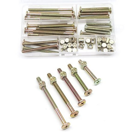 

cSeao 25-Set M6 Phillips Head Bolts Barrel Nuts Assortment Kit for Chairs Furnitures Bunk Bed Crib Hardware Replacements Kit M6x45mm/ 55mm/ 65mm/ 75mm/ 85mm Zinc Plated