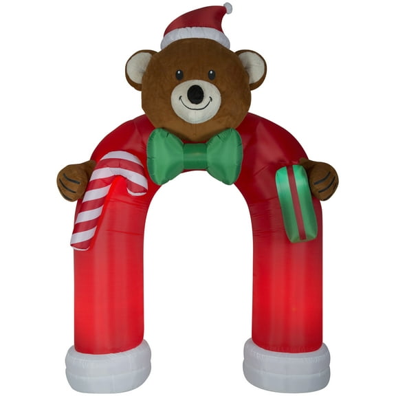 Gemmy Animated Airblown Inflatable Archway Mixed Media Bow tie Wiggling Teddy Bear , 10.5 ft Tall