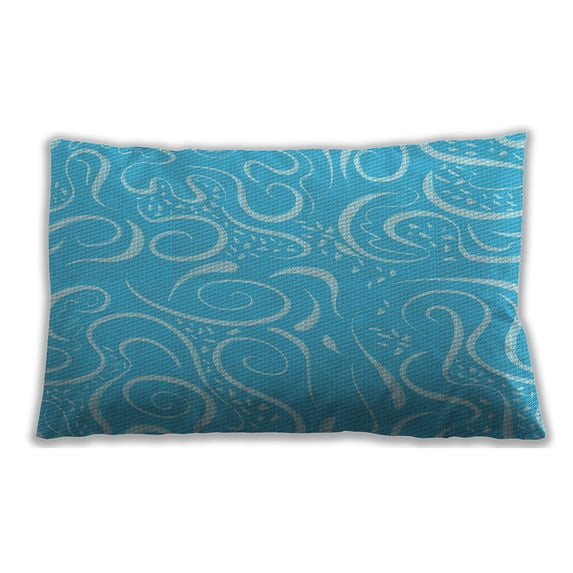Ahgly Company Patterned Outdoor Rectangular Bright Cyan Blue Lumbar Throw Pillow, 13 inch by 19 inch