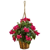 Nearly Natural Bougainvillea Flowering Artificial Plant in Hanging Basket