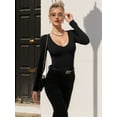 thumbnail image 5 of MOYIKO Deep V Neck Long Sleeve Bodysuits for Women Fitted Tops,Size S-XXL, 5 of 7