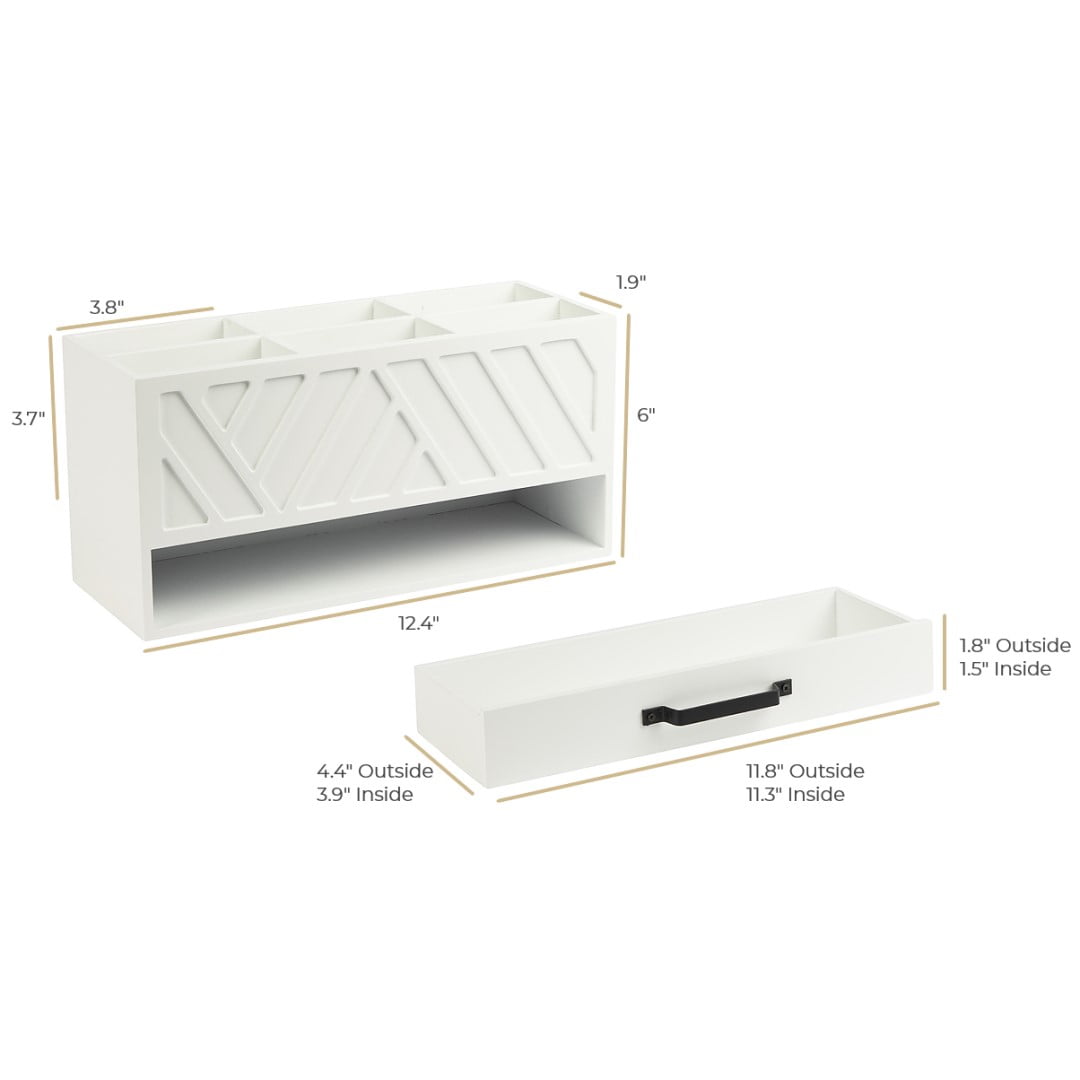 Blu Monaco 6 Compartments White Wooden Pen Organizer – Pencil Holder for desk - Office Supply Organizer for Art or Marker – Stationary Organizer