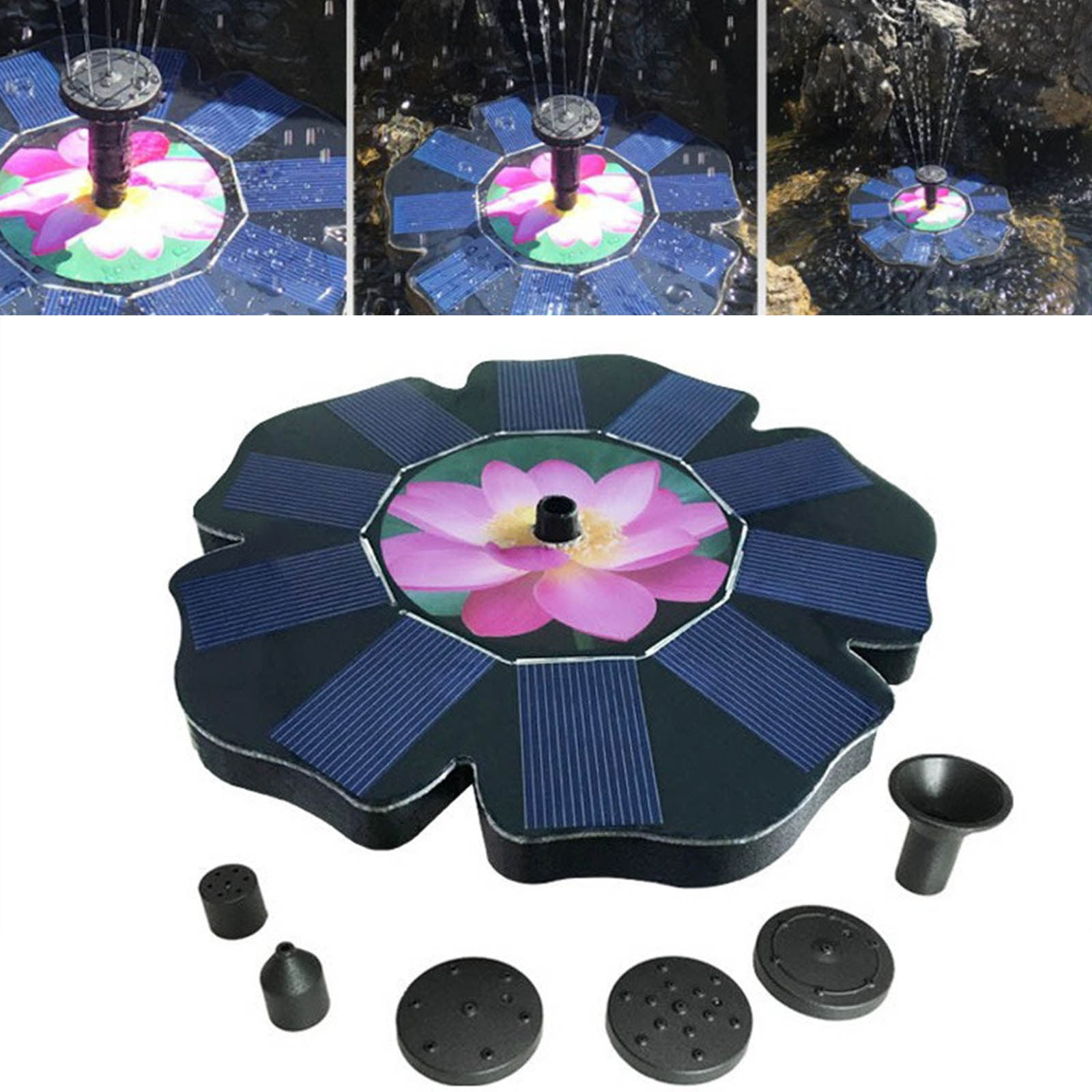 (Clearance) pdqouc Solar Bird Bath Fountain with 6 Nozzles, Solar Fountain Pump for Bird Bath with Brackets, Solar Powered Floating Water Fountain Pump for Bird Bath, Ponds, Garden, Fish Tank Decor