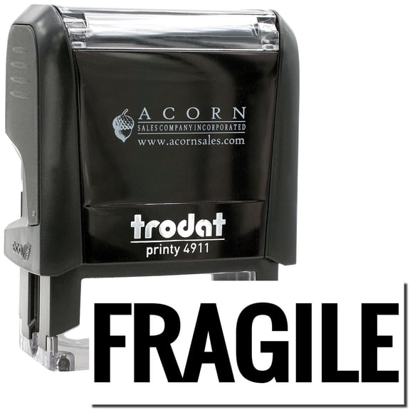 Self-Inking Bold Fragile Stamp, Trodat Printy 4911, Press and Print Stamping, Impression Size 5/8" x 1-1/2", Up to 10,000 Impressions - Black Ink