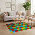 thumbnail image 3 of ODIKA Bedside Numbered Playmat Cheerful Geometric Grid Storybook Hopscotch Stain Resistant Low Profile for Dorm Room, Small Living Apartment, 3 of 7