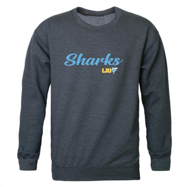 W Republic 556-329-HCH-03 Men Long Island Sharks Script Crew Fleece, Heather Charcoal - Large