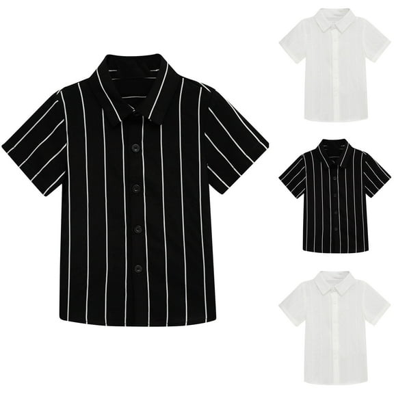 Bovxnpu Kids Summer Tops, Toddler Boys' Button Down Shirt, Kids Short Sleeve Graphic Solid Thin Shirt Casual Children's Short Sleeved Shirt 4 Years