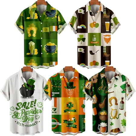 

MLFU Boys St. Patrick s Day Aloha Beach Tops Shirt Regular Retro Clothing Apparel For Men