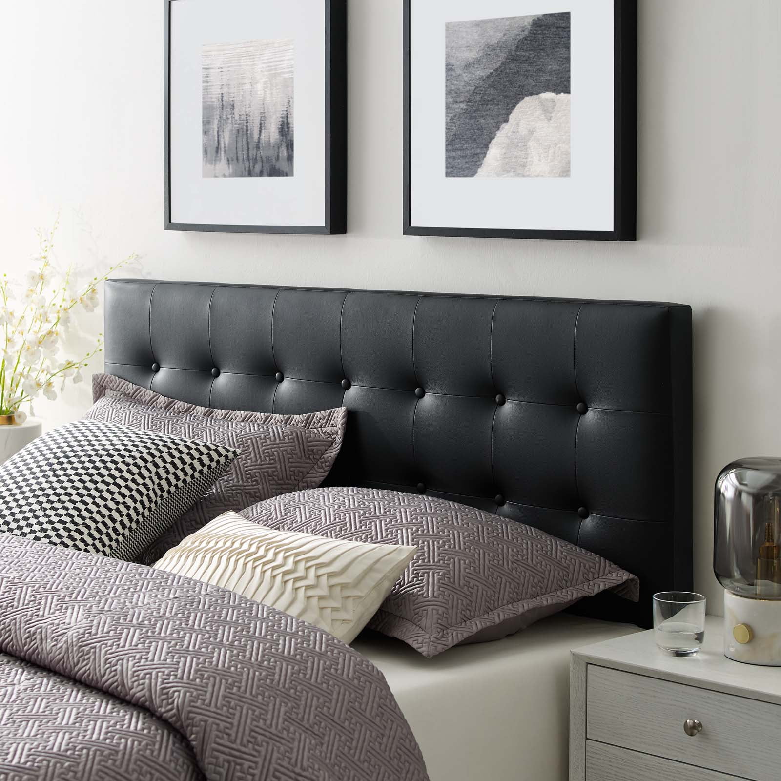 Modway Emily Full Upholstered Vinyl Headboard in Black
