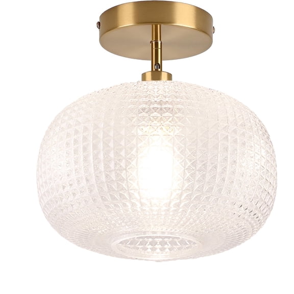 Semi Flush Mount Ceiling Light Fixture,Globe Glass Ceiling Light,Gold Light Fixture,Vintage Ceiling Light for Hallway Bedroom Kitchen Entryway Living Room
