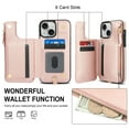 thumbnail image 4 of Wallet Case for Apple iPhone 15 Plus, with Crossbody Shoulder Strap & Hand Wrist Cards Holder Zipper Pocket Stand Feature Full Protective Shockpoof Phone Case for iPhone 15 Plus, Rosegold, 4 of 7