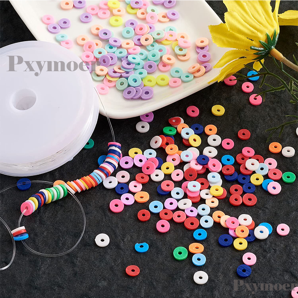 Pxymoer 4800 Pcs Clay Flat Heishi Beads for Jewelry Bracelets