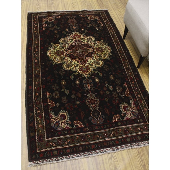Vintage Alfia Black/Yellow Rug, 4'1" x 6'8"
