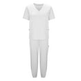 thumbnail image 7 of hotojiny Womens 2 Piece Outfits Summer Casual V Neck Short Sleeve Tops Jogger Pants Tracksuit Comfy Matching Lounge Sets, 7 of 7
